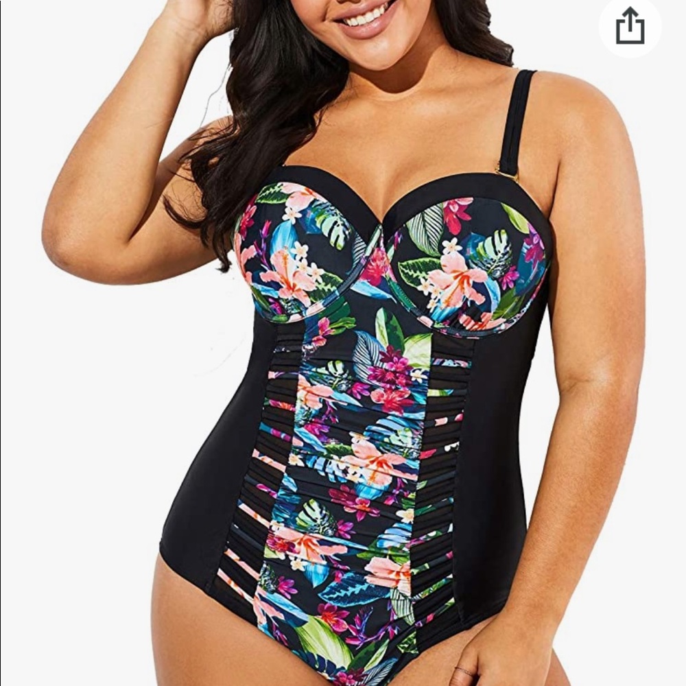 Meet.curve floral/mesh one piece